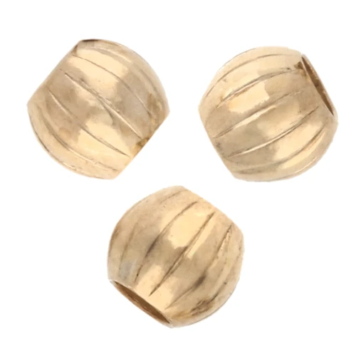 Cuentas redondas estriadas 3 mm - Gold filled x10