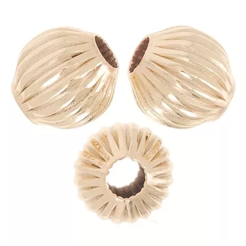 Cuentas redondas estriadas 4 mm - Gold filled x8