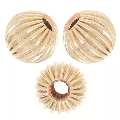 Cuentas redondas estriadas 5 mm - Gold filled x5