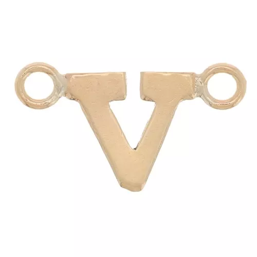 Separador de letras alfabéticas 6x11 mm - V - Gold filled x1