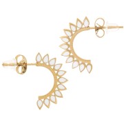 Aros abiertos étnicos de 20 mm con resina epoxi - Acero inoxidable 316L Dorado- Blanco x2