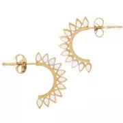 Aros abiertos étnicos de 20 mm con resina epoxi - Acero inoxidable 316L Dorado- Blanco x2