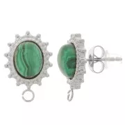 Pendientes ovalados 16x11 mm para cabujón 8x6 mm - acero inoxidable 304L x2