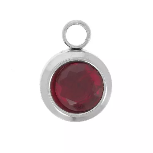 Janvier Dije de piedra de nacimiento de óxido de circonio de 6 mm - Acero inoxidable 304L - Siam