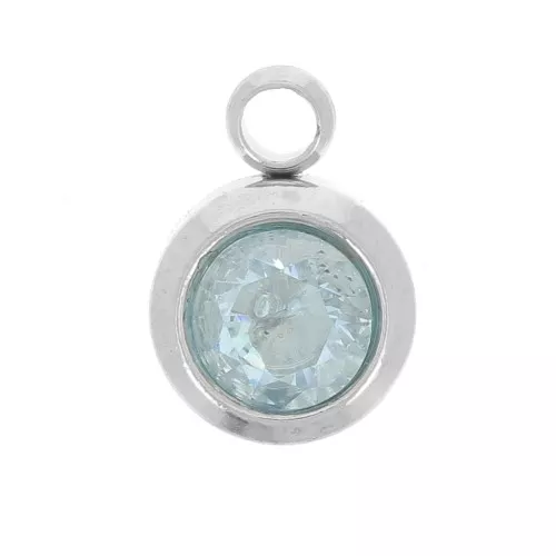 Dije de piedra de nacimiento 6mm óxido de circonio Marte - 304L Aguamarina acero inoxidable
