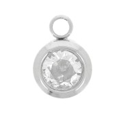Dije de piedra de nacimiento 6mm óxido de circonio Avril - Acero inoxidable 304L - Cristal
