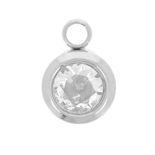 Dije de piedra de nacimiento 6mm óxido de circonio Avril - Acero inoxidable 304L - Cristal