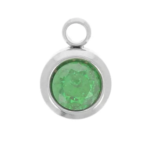 Dije de piedra de nacimiento Mai 6 mm óxido de circonio - acero inoxidable 304L - Esmeralda