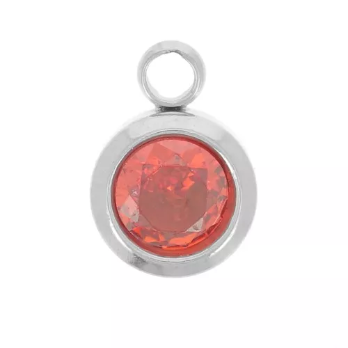 Dije de piedra de nacimiento 6 mm óxido de circonio julio de acero inoxidable 304L - Rubí
