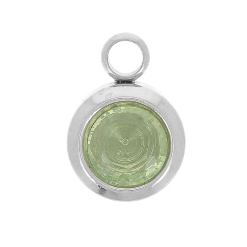 Dije de piedra de nacimiento 6 mm óxido de circonio agosto acero inoxidable 304L - Peridot