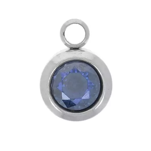 Dije de piedra de nacimiento 6 mm óxido de circonio septiembre de acero inoxidable 304L - Zafiro