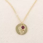 Dije de piedra de nacimiento 6 mm óxido de circonio octubre 304L acero inoxidable - Rosa