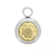 Dije de piedra de nacimiento 6 mm óxido de circonio noviembre de acero inoxidable 304L - Amarillo