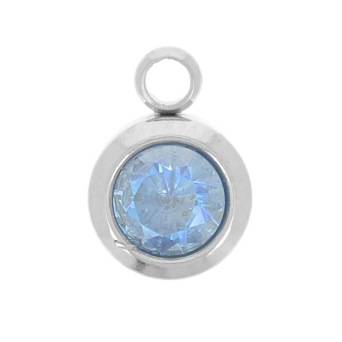 Dije de piedra de nacimiento 6 mm óxido de circonio diciembre 304L acero inoxidable - Azul