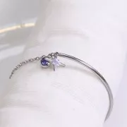 Dije de piedra de nacimiento 6 mm óxido de circonio diciembre 304L acero inoxidable - Azul