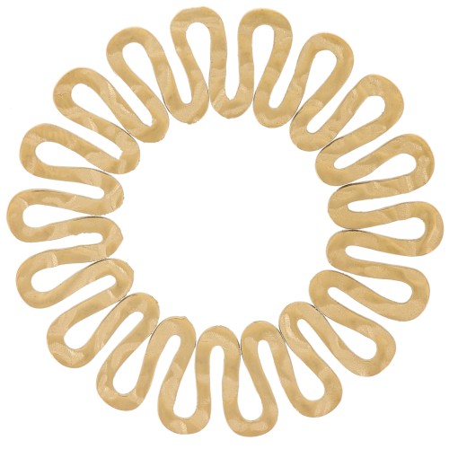 Colgante redondo martillado - motivo ondulado 35 mm - Acero inoxidable 304L Doradox1