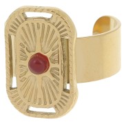 Anillo rectangular T.53 a T.57 con motivo de estrella para cabujón de 3 mm - Acero inoxidable 304L dorado