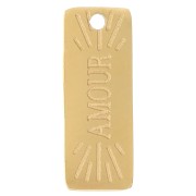 Dije rectángulo 13x5 mm - Motivo amor - Acero inoxidable 304L Dorado x1