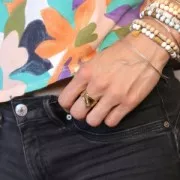 Dije rectángulo 13x5 mm - Motivo amor - Acero inoxidable 304L Dorado x1