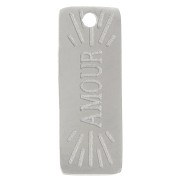 Colgante rectángulo 13x5 mm - motivo amor - acero inoxidable 316L x1