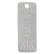 Colgante rectángulo 13x5 mm - motivo amor - acero inoxidable 316L x1