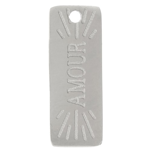 Colgante rectángulo 13x5 mm - motivo amor - acero inoxidable 316L x1