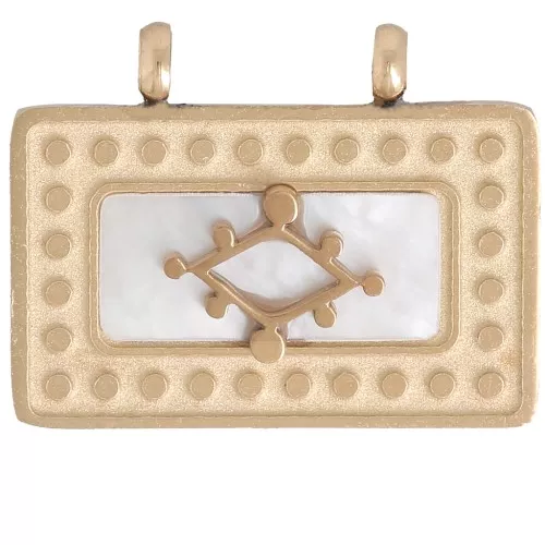 Colgante ojo rectángulo 12x16 mm con nácar - Acero inoxidable 316L dorado x1