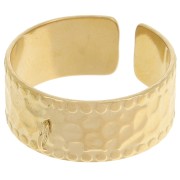 Anillo ancho martillado, ajustable y con aro abierto - Tallas 53 a 58. Acero inoxidable 304L Dorado