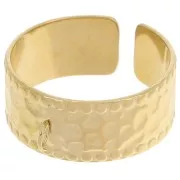Anillo ancho martillado, ajustable y con aro abierto - Tallas 53 a 58. Acero inoxidable 304L Dorado
