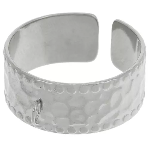 Anillo martillado ancho ajustable y anillo abierto - S.53 a 58 Acero inoxidable 316L