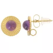 Pendientes redondos texturizados de 10 mm para cabujón de 5 mm - Acero inoxidable chapado en oro 304L x2