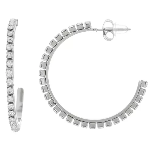 Pendientes de aro de óxido de circonio 36 mm - Acero inoxidable 316L x2