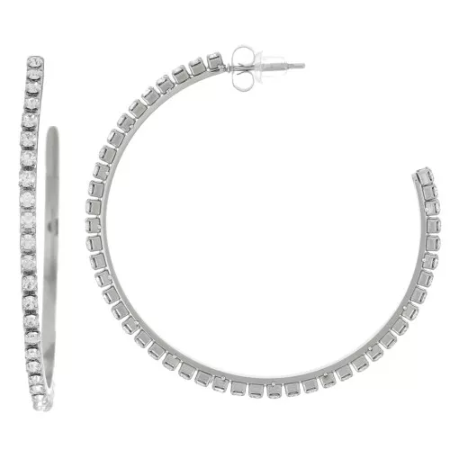 Pendientes de aro de 51 mm de óxido de circonio - acero inoxidable 316L x2