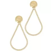 Pendientes de gota 52x25 mm Acero inoxidable 316L, dorado x2
