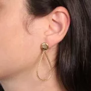 Pendientes de gota 52x25 mm Acero inoxidable 316L, dorado x2