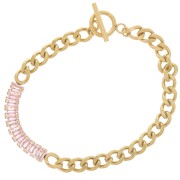 Pulsera 6mm con Óxidos de Circonio Acero Inoxidable 304L Dorado - Rosa x19.5cm|raw }}