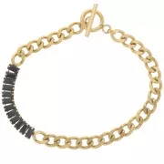 Negro - Pulsera 6mm con óxidos de circonio Acero inoxidable 304L Dorado - Negro x19.5cm Pulsera 6mm con óxidos de circonio Acero inoxidable 304L Dorado - Negro x19.5cm