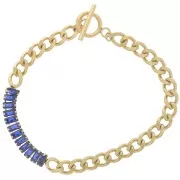 Azul - Pulsera 6mm con Óxidos de Circonio Dorado 304L Acero Inoxidable - Azul x19.5cm Pulsera 6mm con Óxidos de Circonio Dorado 304L Acero Inoxidable - Azul x19.5cm
