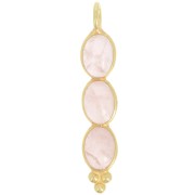 Colgante largo 32x6 mm con 3 piedras preciosas - Dorado con oro fino - Cuarzo rosa x1|raw }}