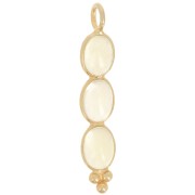 Colgante largo 32x6 mm con 3 piedras preciosas - Dorado con oro fino - Cuarzo amarillo x1|raw }}