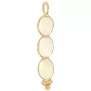 Colgante largo 32x6 mm con 3 piedras preciosas - Dorado con oro fino - Cuarzo amarillo x1