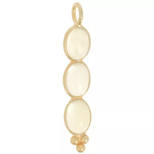 Colgante largo 32x6 mm con 3 piedras preciosas - Dorado con oro fino - Cuarzo amarillo x1