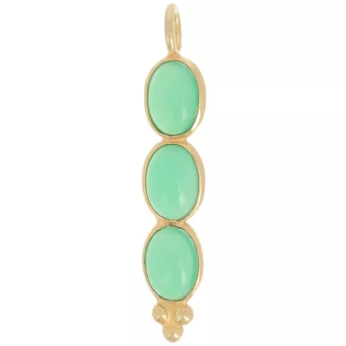 Colgante largo 32x6 mm con 3 piedras preciosas teñidas de oro fino - Onix Verde