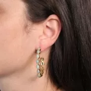 Criollas engastadas con piedras preciosas - 43 mm - Dorado con oro fino - Amazonita x2