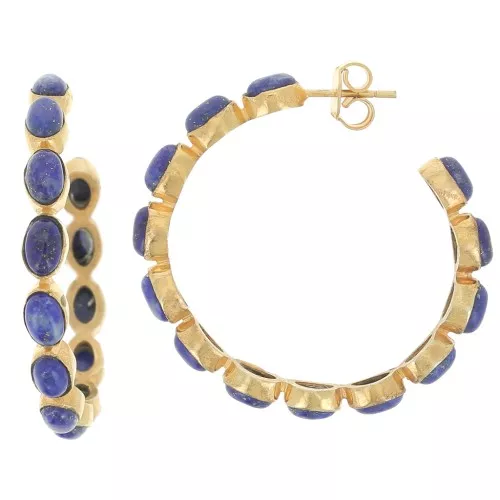 Criollas engastadas con piedras preciosas - 43 mm - Dorado con oro fino - Lapislázuli x2