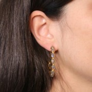 Criollas engastadas con piedras preciosas - 43 mm - Dorado con oro fino - Labradorita x2