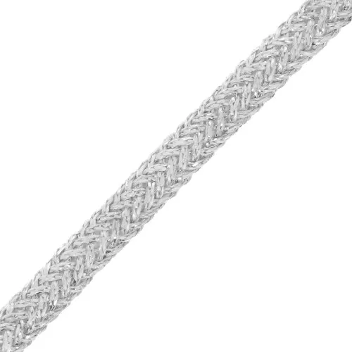 Cordón de poliéster trenzado e hilo metálico de 5 mm - Plata x1m