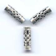 Tubos filigrana 12x4 mm plateado antiguo x6