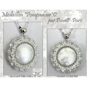 Cabujón redondo de vidrio de Puca® 25 mm - Blanco Lechoso x1