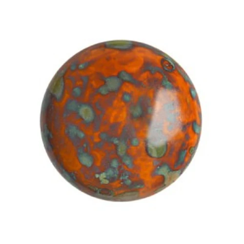 Cabujón redondo de vidrio de Puca® 18 mm - Escarcha Mandarina Travertino x1